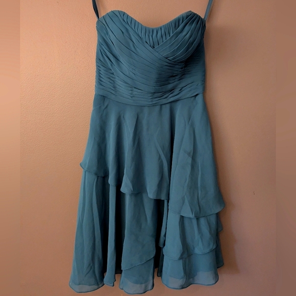 Dark teal chiffon bridesmaids dress - Picture 2 of 4